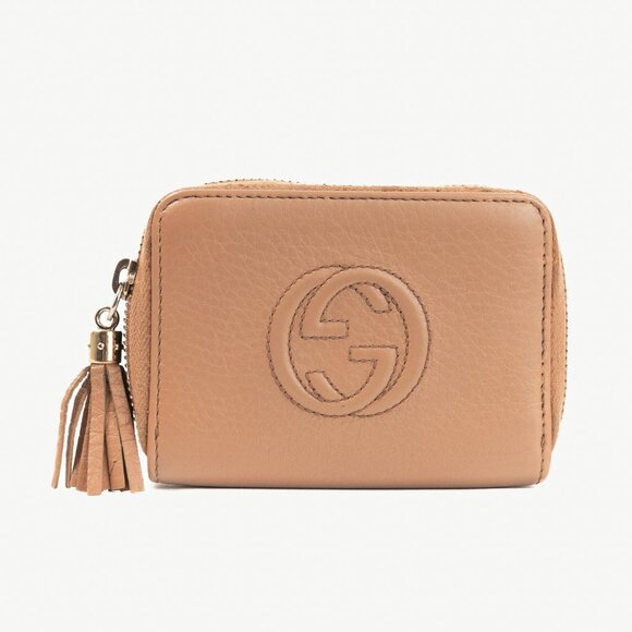 Gucci Soho Disco Rose Beige Leather GG Tassel Wallet - Picture 1 of 9